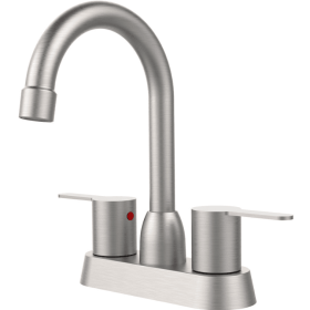 2 Handles Bathroom Sink Faucet, Brushed Nickel Centerset RV Bathroom Faucets For 2 3 Hole