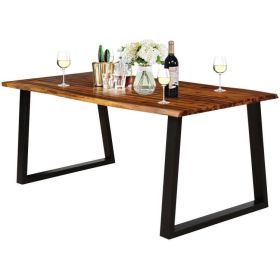 DiningModern Indoor Outdoor Metal Frame Wood Top Patio or Kitchen Dining Table