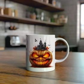1pc Happy Halloween Mug, spooky gift for halloween, All hallows eve, scary pumpkin, trick or treat, mug for candy,