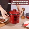 Food storage jar, cutlery storage jar, condiment storage jar, for heating, with strainer and spoon, Country vintage jar - red