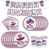 Dinnerware Set for independence day Decorations; Patriotic Party; American Flag Party Decoration include Plates; Napkins; Cups; and Tableware