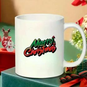 11oz Merry Christmas Ceramic Coffee Mug - Festive Holiday Gift for Family & Friends, White with Colorful Lettering &