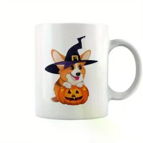 1pc Scary Pumpkin Witch Hat Corgi Halloween Coffee Mug, Best Halloween Gift.