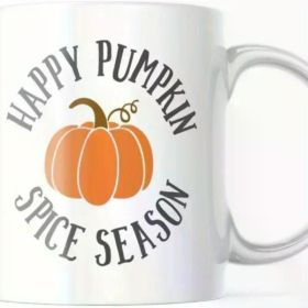 Happy Pumpkin Spice Season Fall Gift. White 11 OZ Coffee, Tea Mug. Cute Cup M772