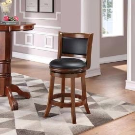 Counter Height Barstool in Wood Finish with Black Padded Swivel Seat (Color: Cherry)