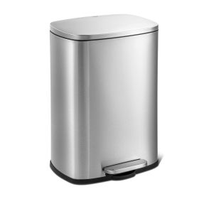 13 Gallon Kitchen Trash Can with Step Open Lid (Color: Brushed SS)