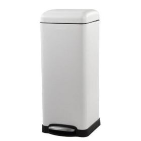 8-Gallon Retro Stainless Steel Step-On Trash Can in Finish (Color: White)