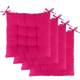 4Pcs Chair Cushion Pads Pillow Soft Tie On Square Sitting Mats For Home Office Car Sitting Travel(Standard) (Color: Red)